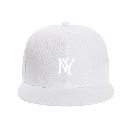 Vintage NY Monogram Logo Print Flat Brim Sun Hat, New York Classic Street Cap
