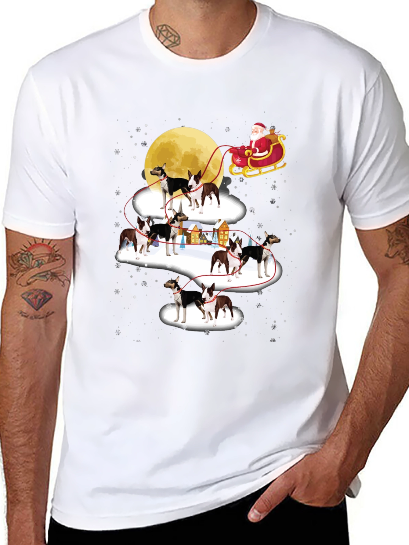 Christmas Dog Sled T-Shirt Santa Claus Holiday
