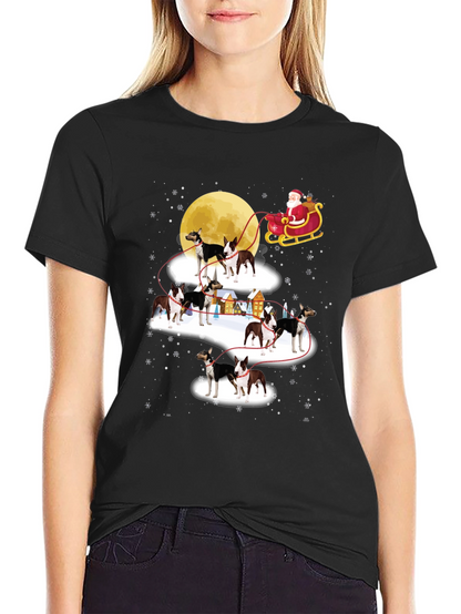 Christmas Dog Sled T-Shirt Santa Claus Holiday