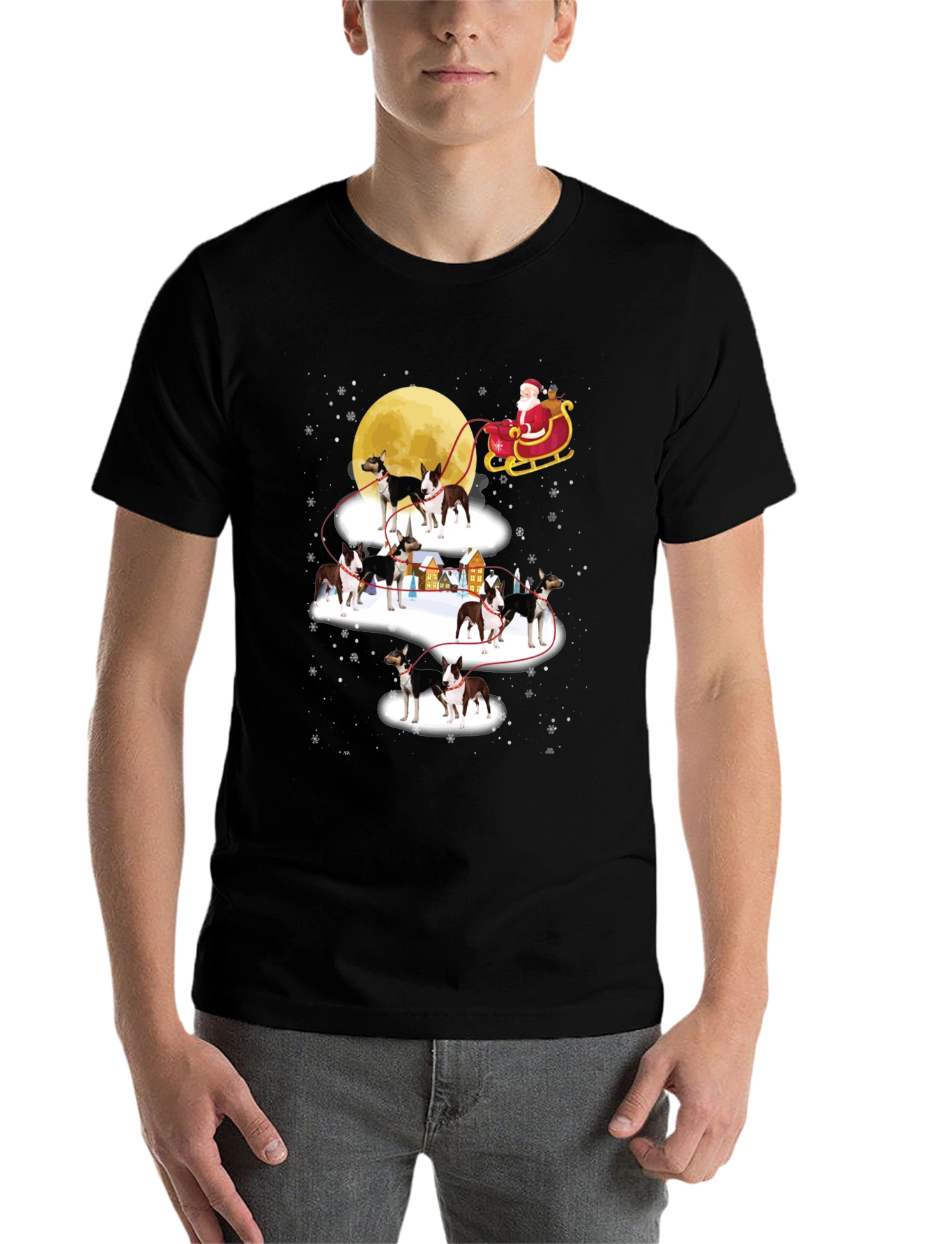 Christmas Dog Sled T-Shirt Santa Claus Holiday