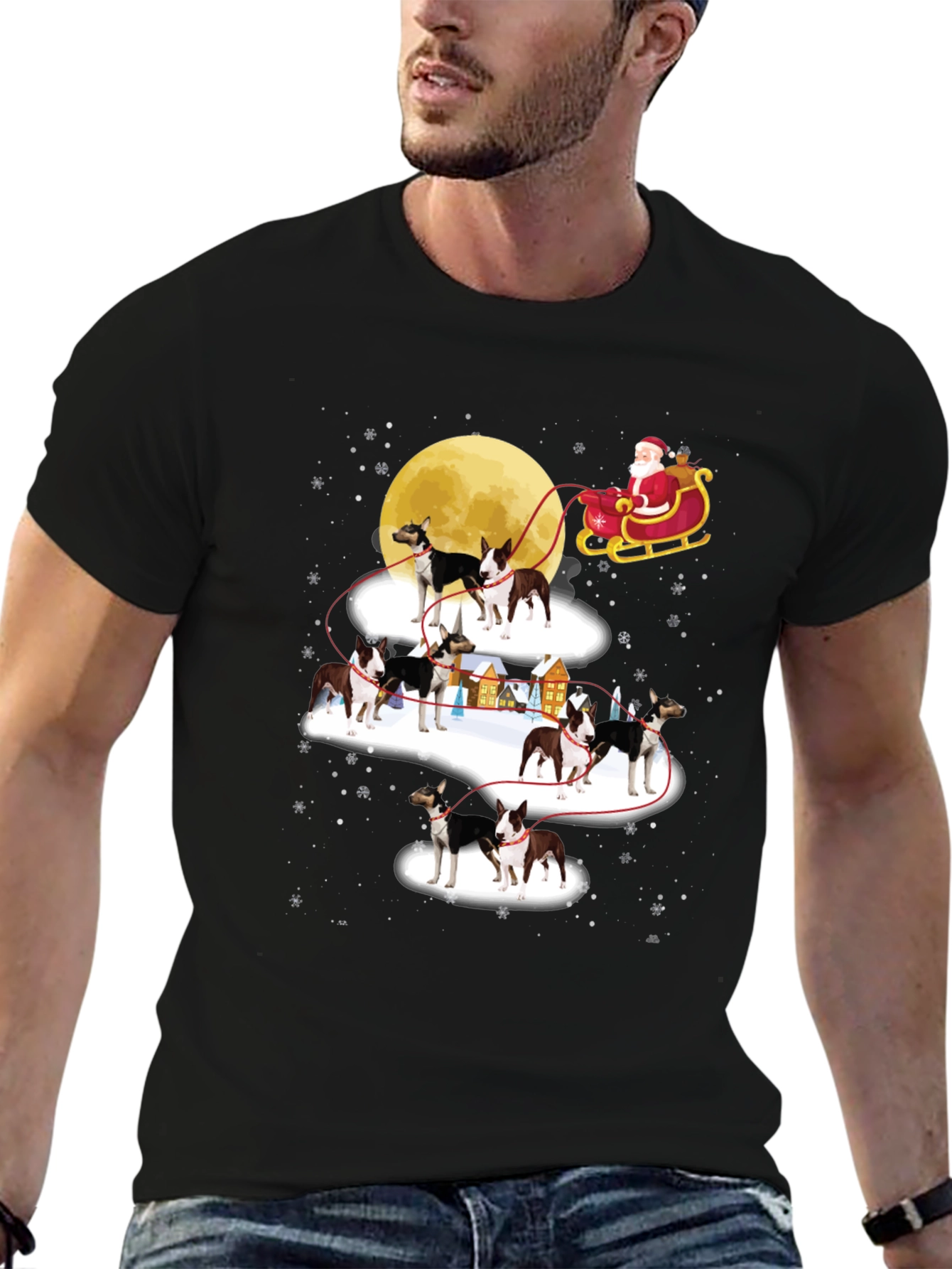 Christmas Dog Sled T-Shirt Santa Claus Holiday