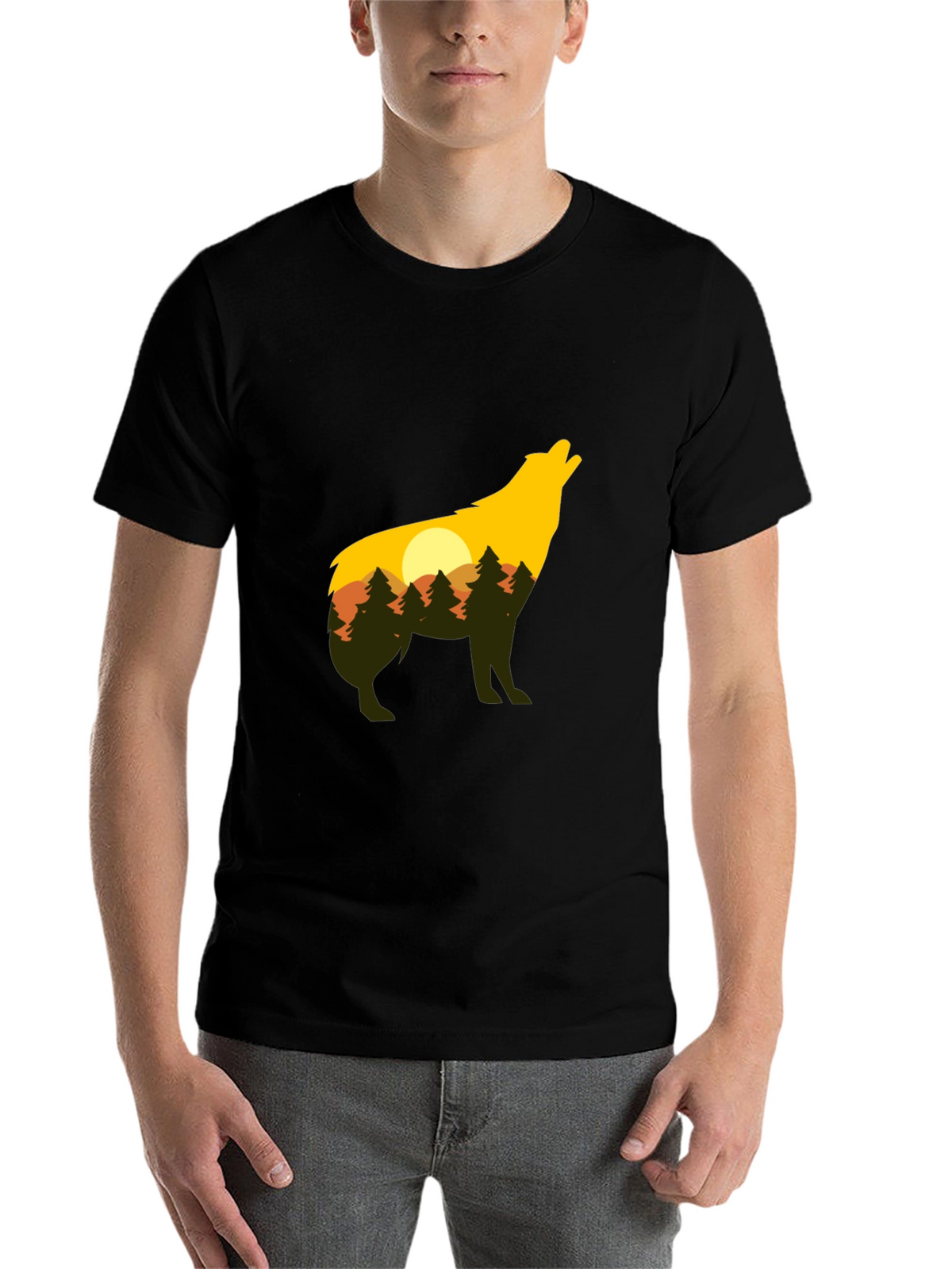 Wolf Silhouette Graphic Tee - Nature Inspired Design