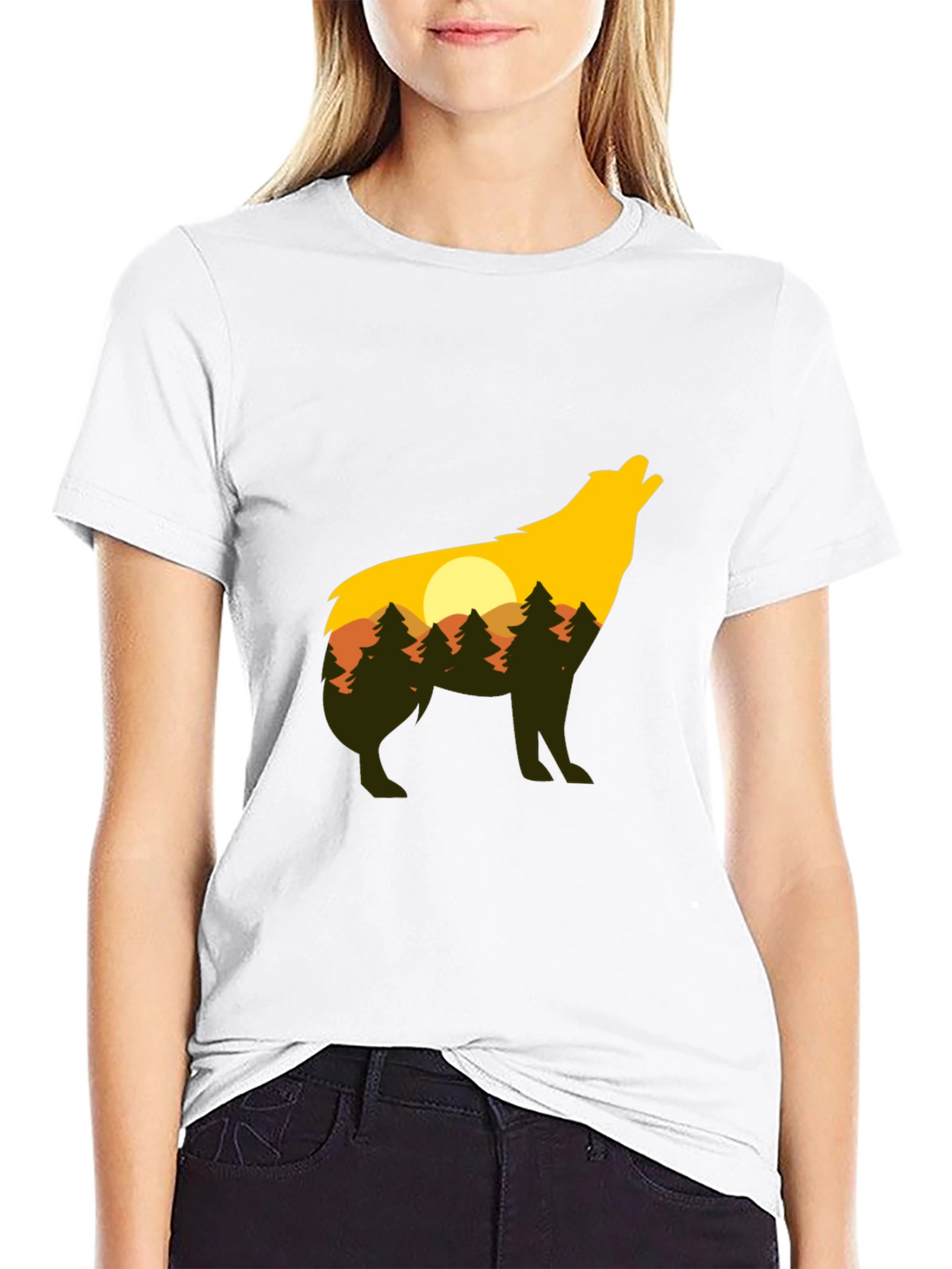 Wolf Silhouette Graphic Tee - Nature Inspired Design