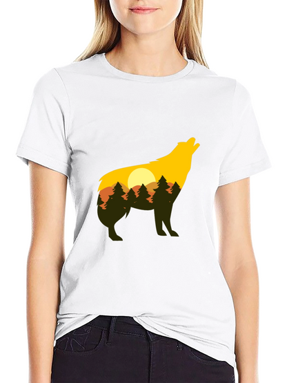Wolf Silhouette Graphic Tee - Nature Inspired Design