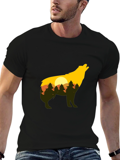Wolf Silhouette Graphic Tee - Nature Inspired Design