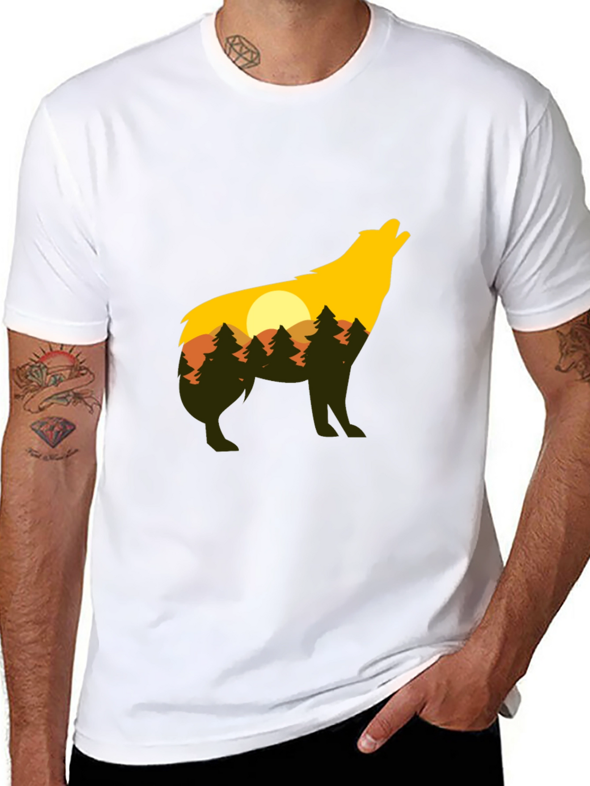 Wolf Silhouette Graphic Tee - Nature Inspired Design