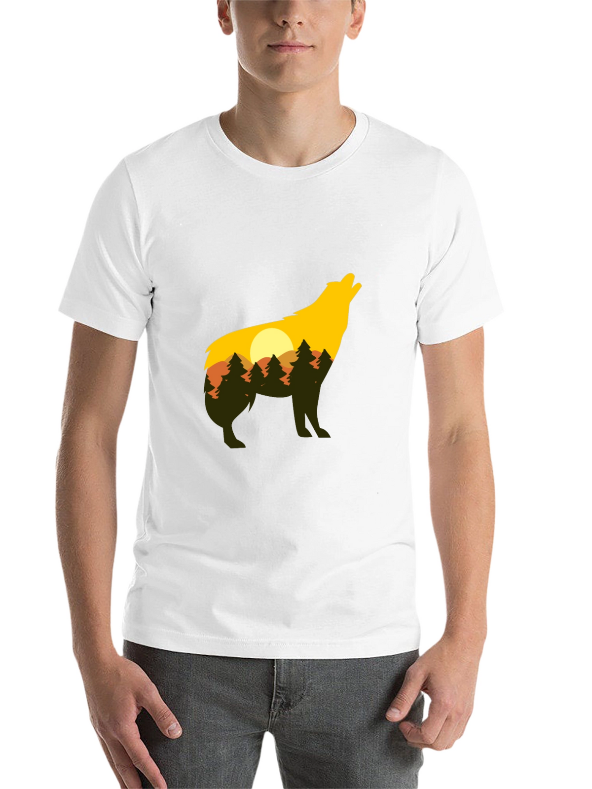 Wolf Silhouette Graphic Tee - Nature Inspired Design