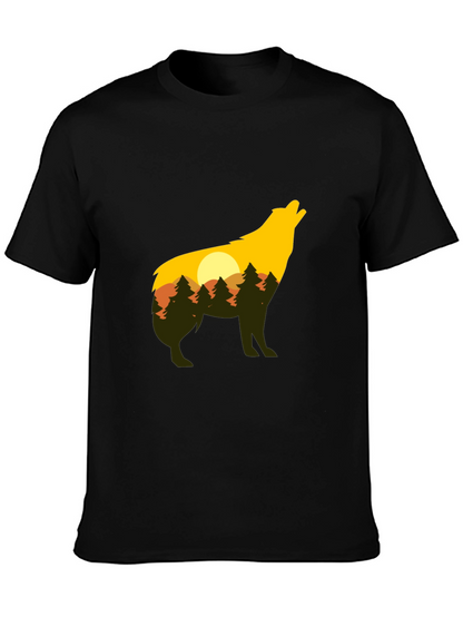 Wolf Silhouette Graphic Tee - Nature Inspired Design
