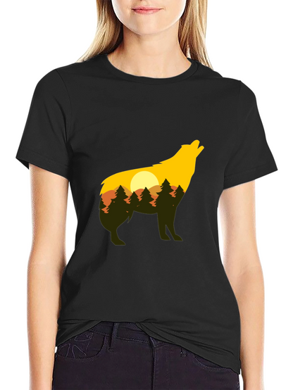 Wolf Silhouette Graphic Tee - Nature Inspired Design
