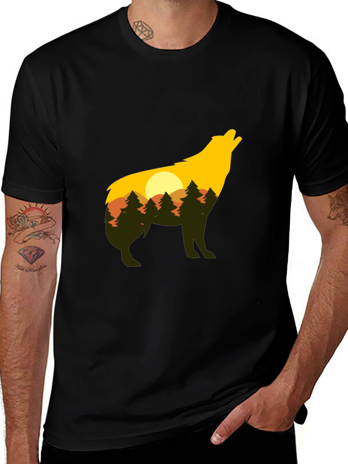 Wolf Silhouette Graphic Tee - Nature Inspired Design