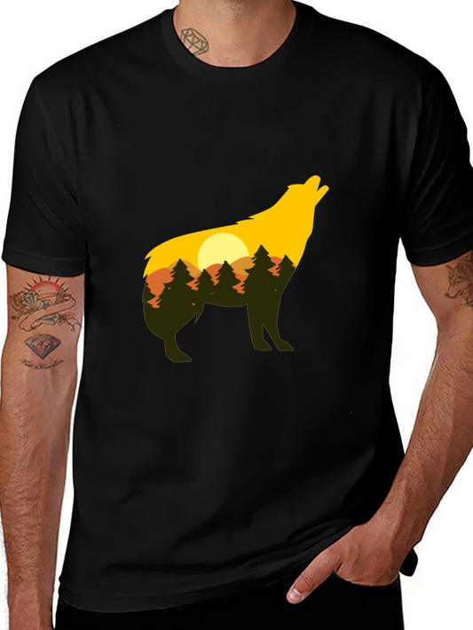 Wolf Silhouette Graphic Tee - Nature Inspired Design