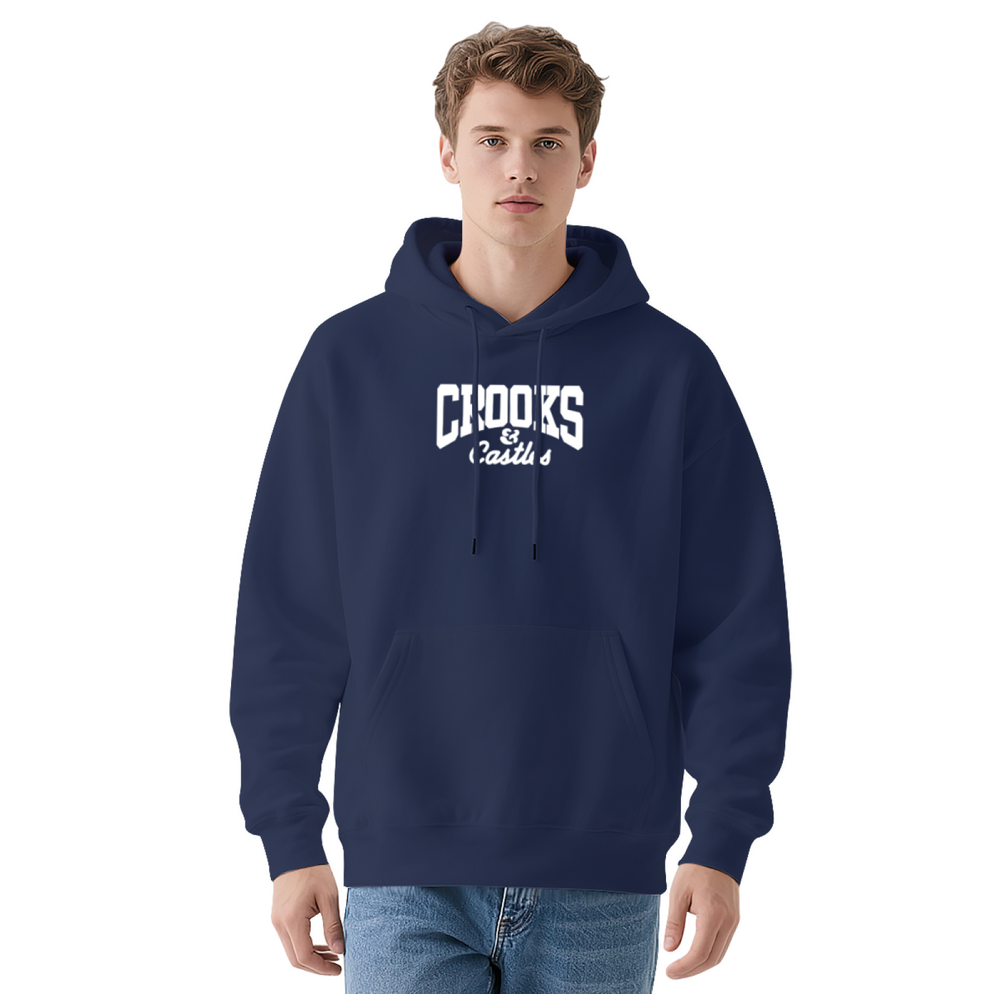 Crooks & Castles Street Letter Navy Hoodie, Men Trendy Cozy Urban Pullover