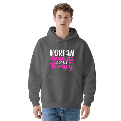 Korean Dramas Are My Therapy Pink Font Hoodie, Relaxed Comfort Sweatshirt