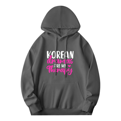 Korean Dramas Are My Therapy Pink Font Hoodie, Relaxed Comfort Sweatshirt