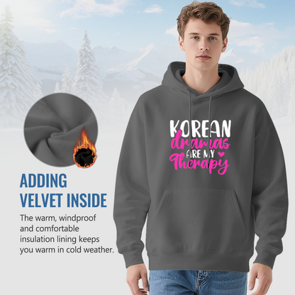 Korean Dramas Are My Therapy Pink Font Hoodie, Relaxed Comfort Sweatshirt