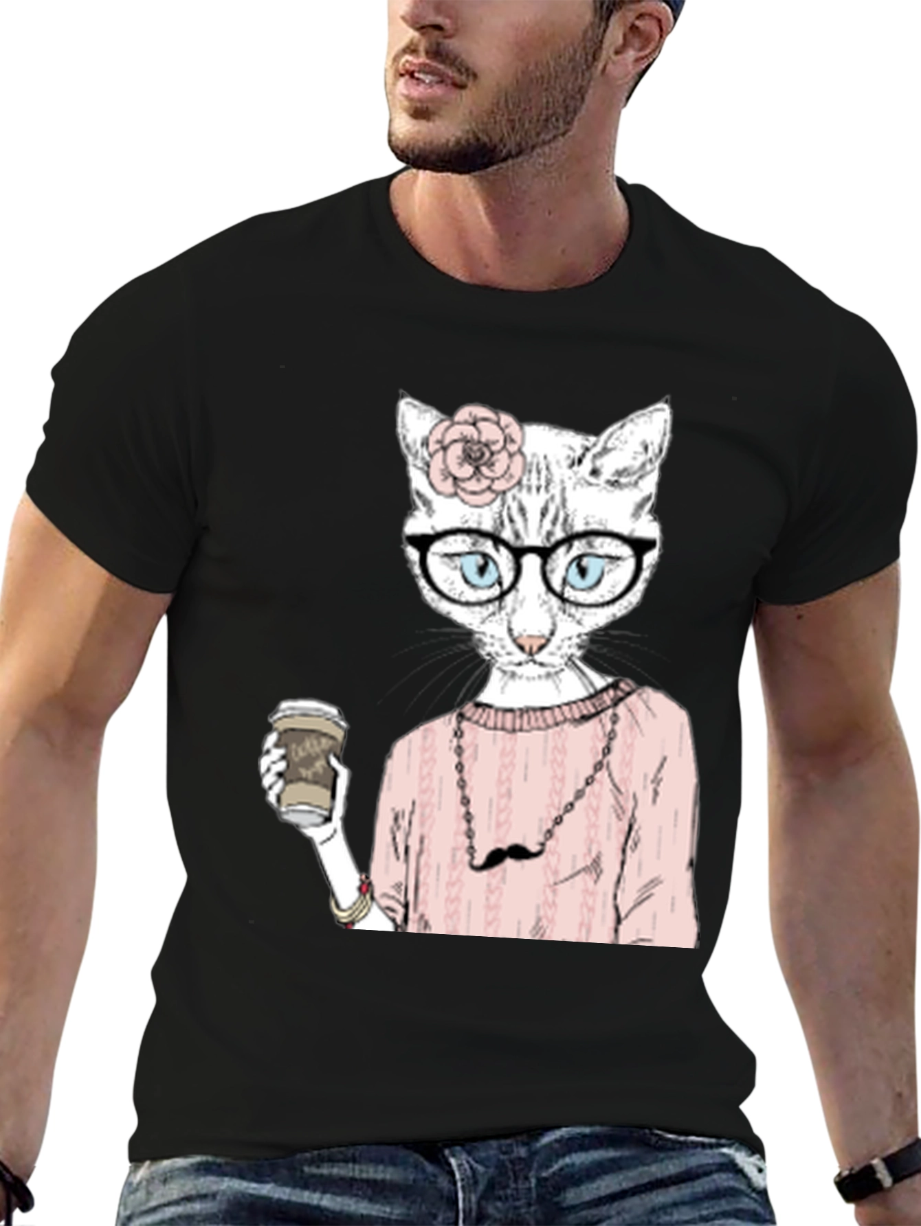 Hipster Cat Coffee Lover T-Shirt