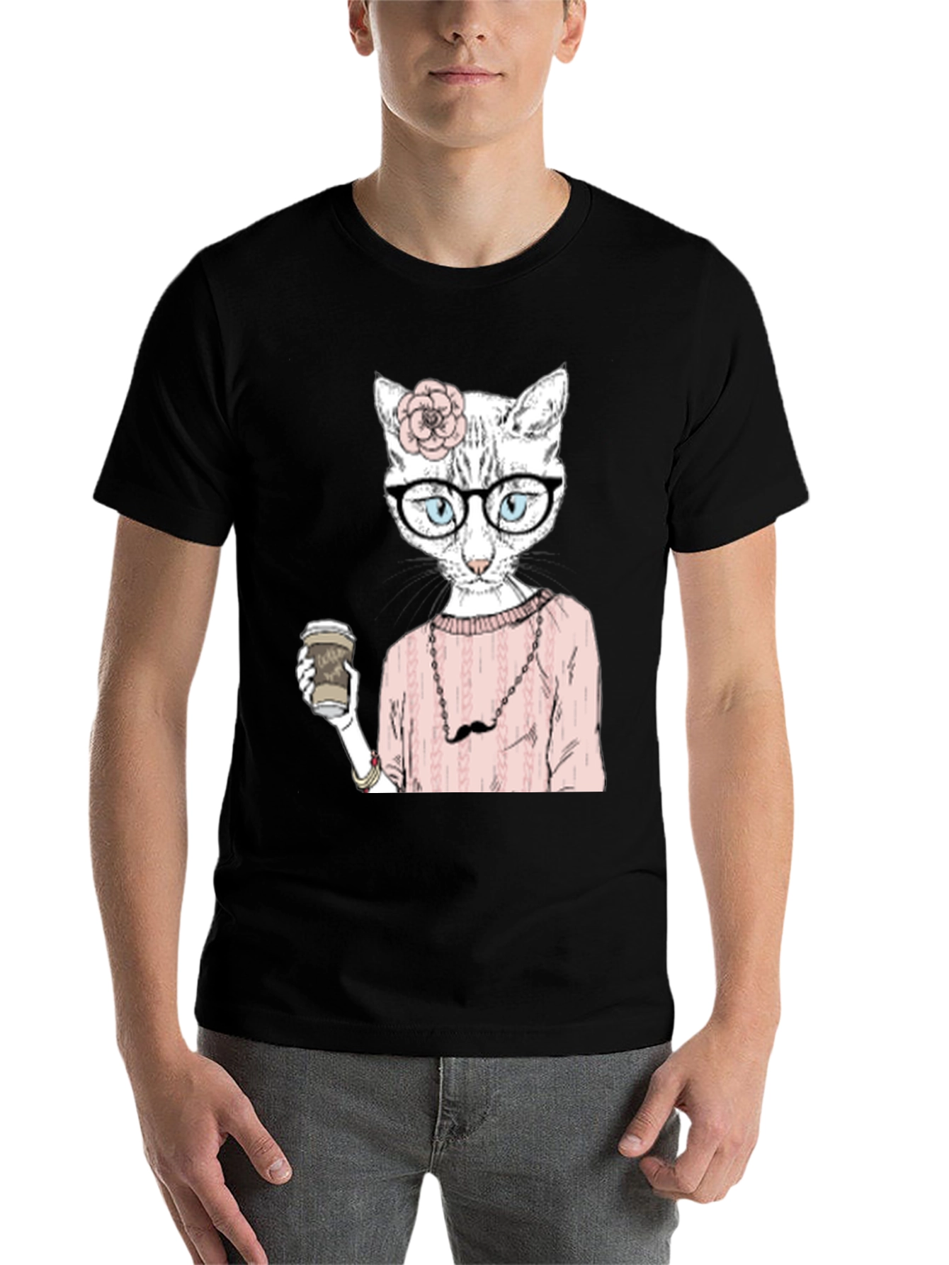 Hipster Cat Coffee Lover T-Shirt