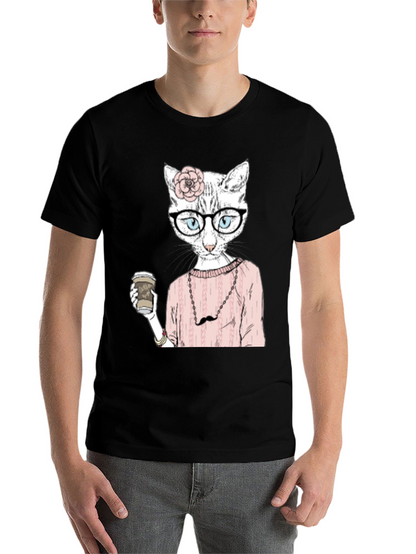 Hipster Cat Coffee Lover T-Shirt