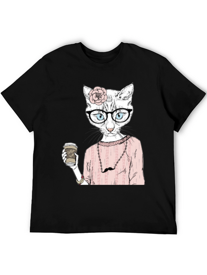 Hipster Cat Coffee Lover T-Shirt