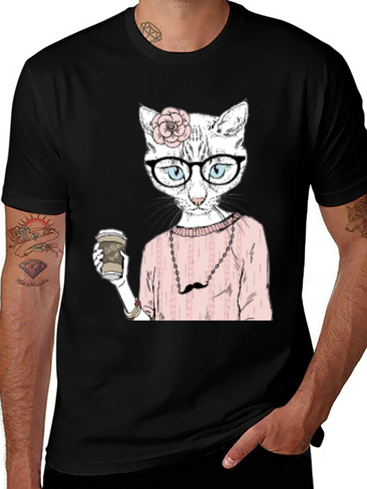 Hipster Cat Coffee Lover T-Shirt