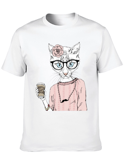 Hipster Cat Coffee Lover T-Shirt