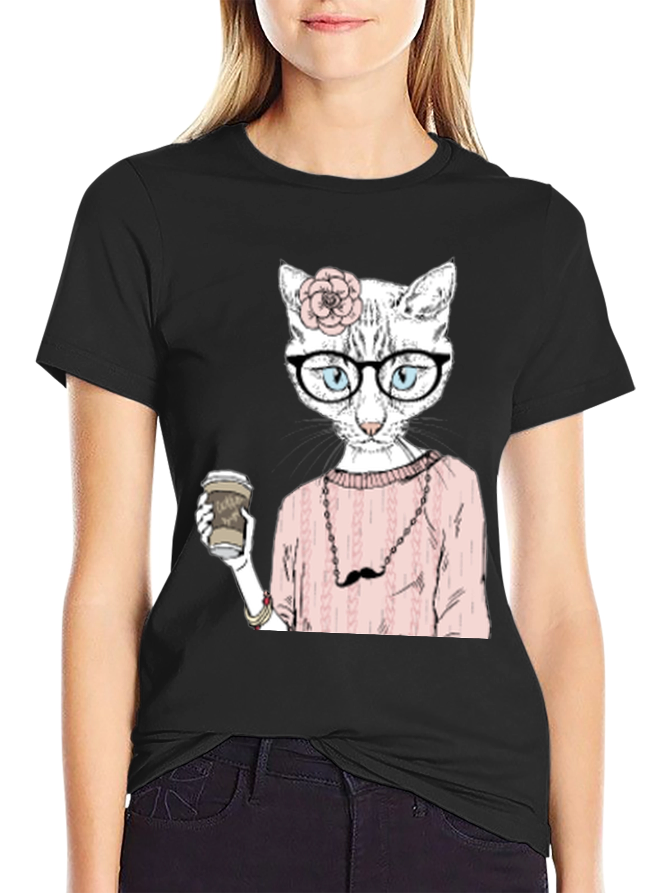 Hipster Cat Coffee Lover T-Shirt