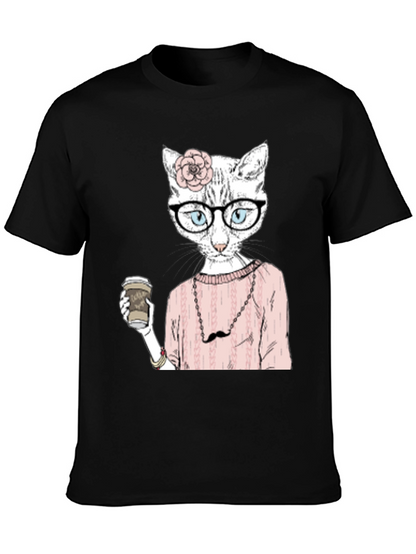 Hipster Cat Coffee Lover T-Shirt