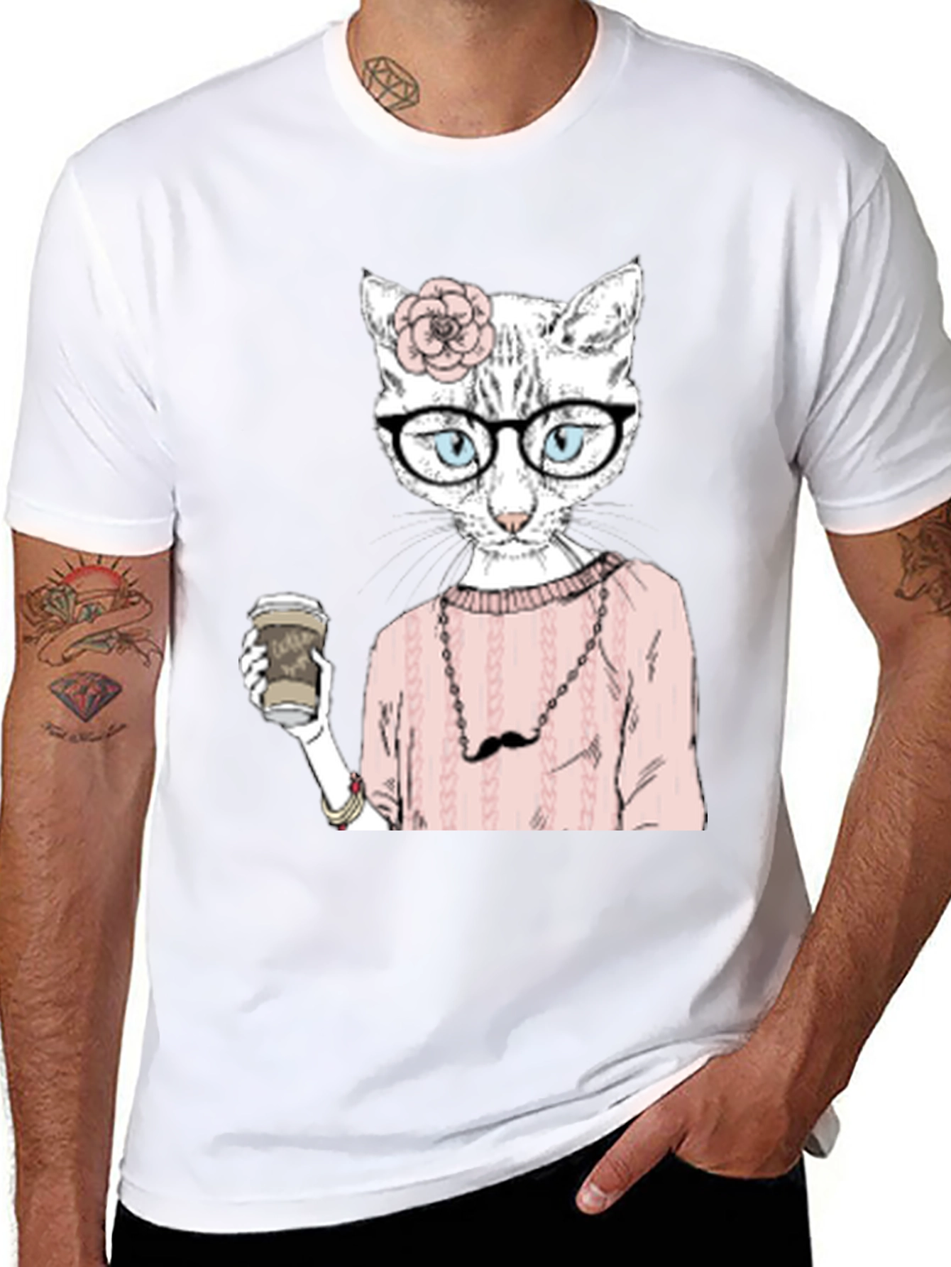 Hipster Cat Coffee Lover T-Shirt