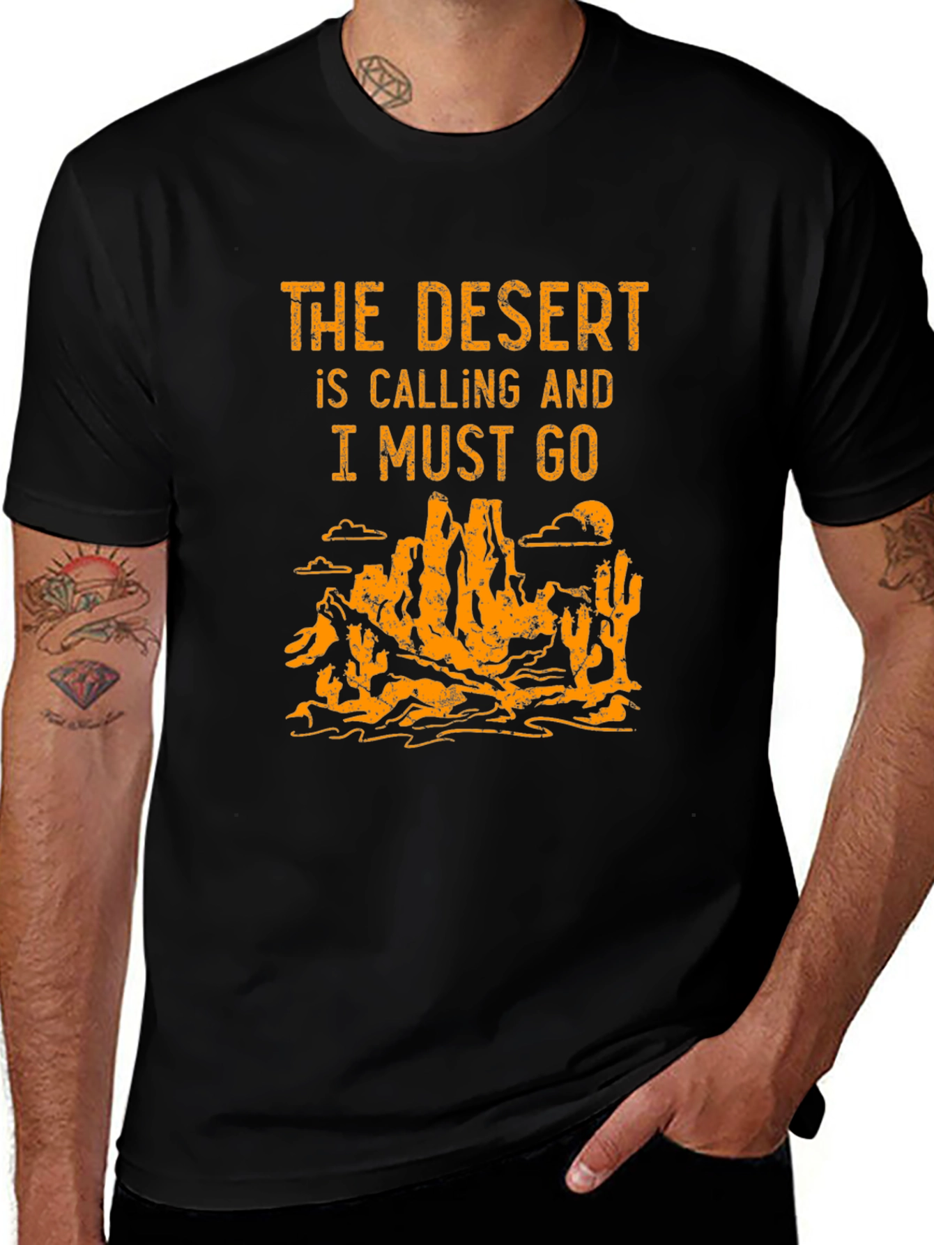 Desert Calling Graphic Tee - Black Cotton T-Shirt