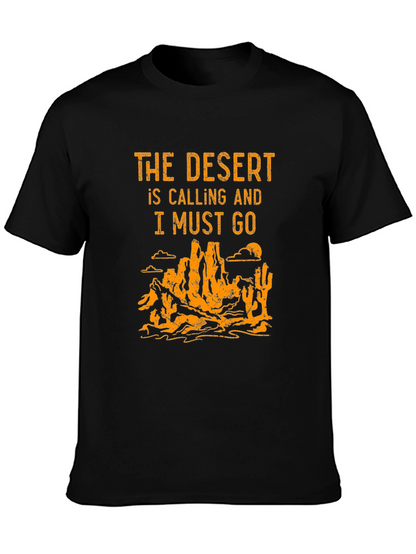 Desert Calling Graphic Tee - Black Cotton T-Shirt
