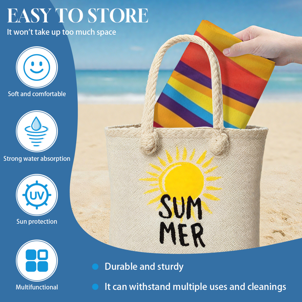 Bright Rainbow Wavy Stripes Beach Towel, Extra Soft Touch & Powerful Water Absorption, Multi Size Choices, Lightweight Comfortable Pool & Beach Essential Towel