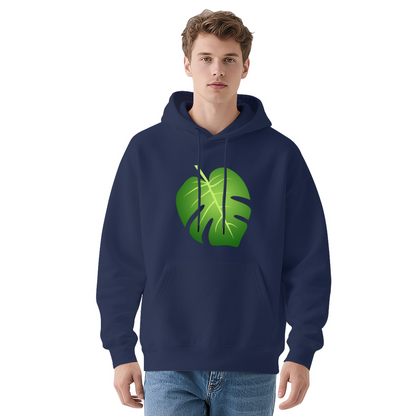 Minimal Monstera Leaf Graphic Black Hoodie, Soft & Cozy Daily Pullover