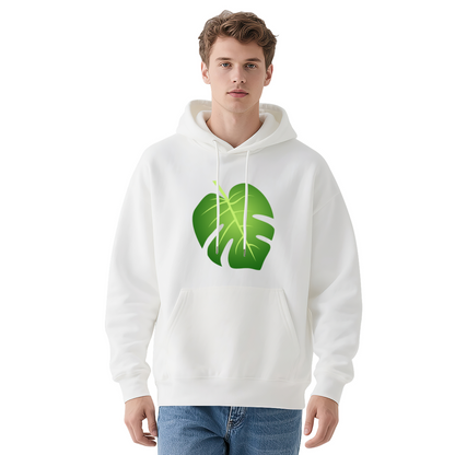 Minimal Monstera Leaf Graphic Black Hoodie, Soft & Cozy Daily Pullover