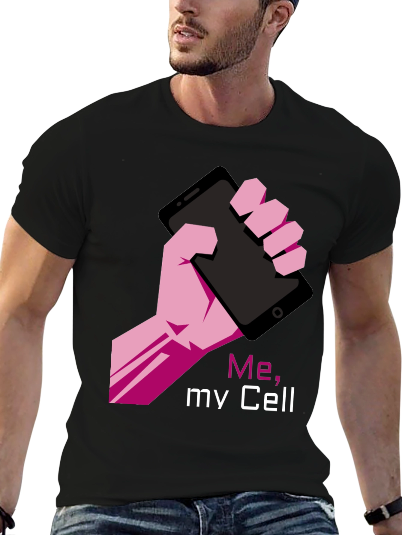 Me My Cell Graphic T-Shirt - Black Tee