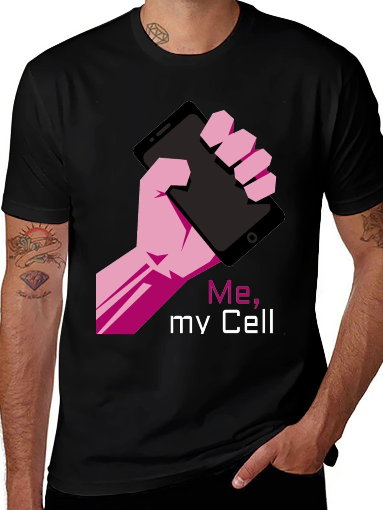 Me My Cell Graphic T-Shirt - Black Tee