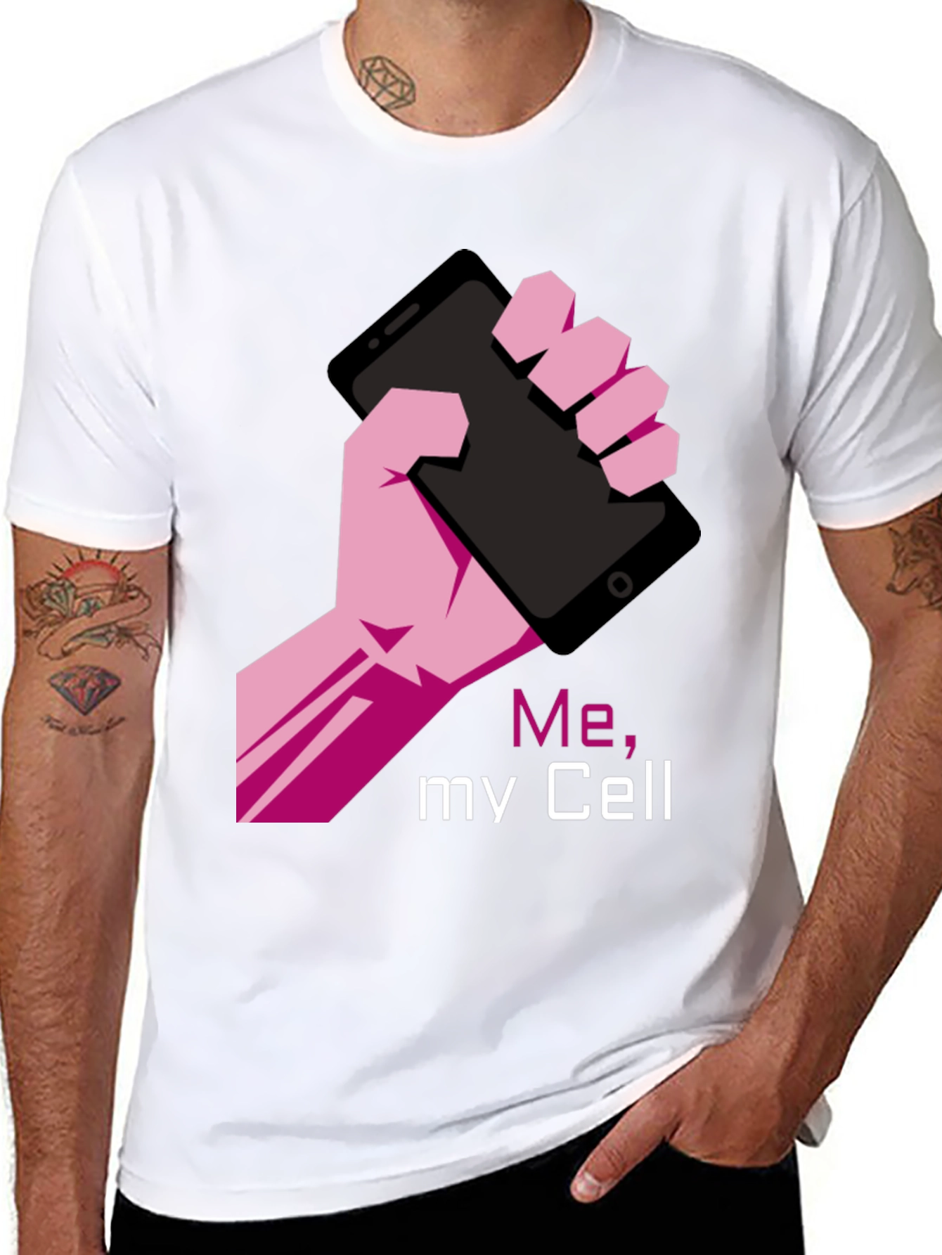 Me My Cell Graphic T-Shirt - Black Tee