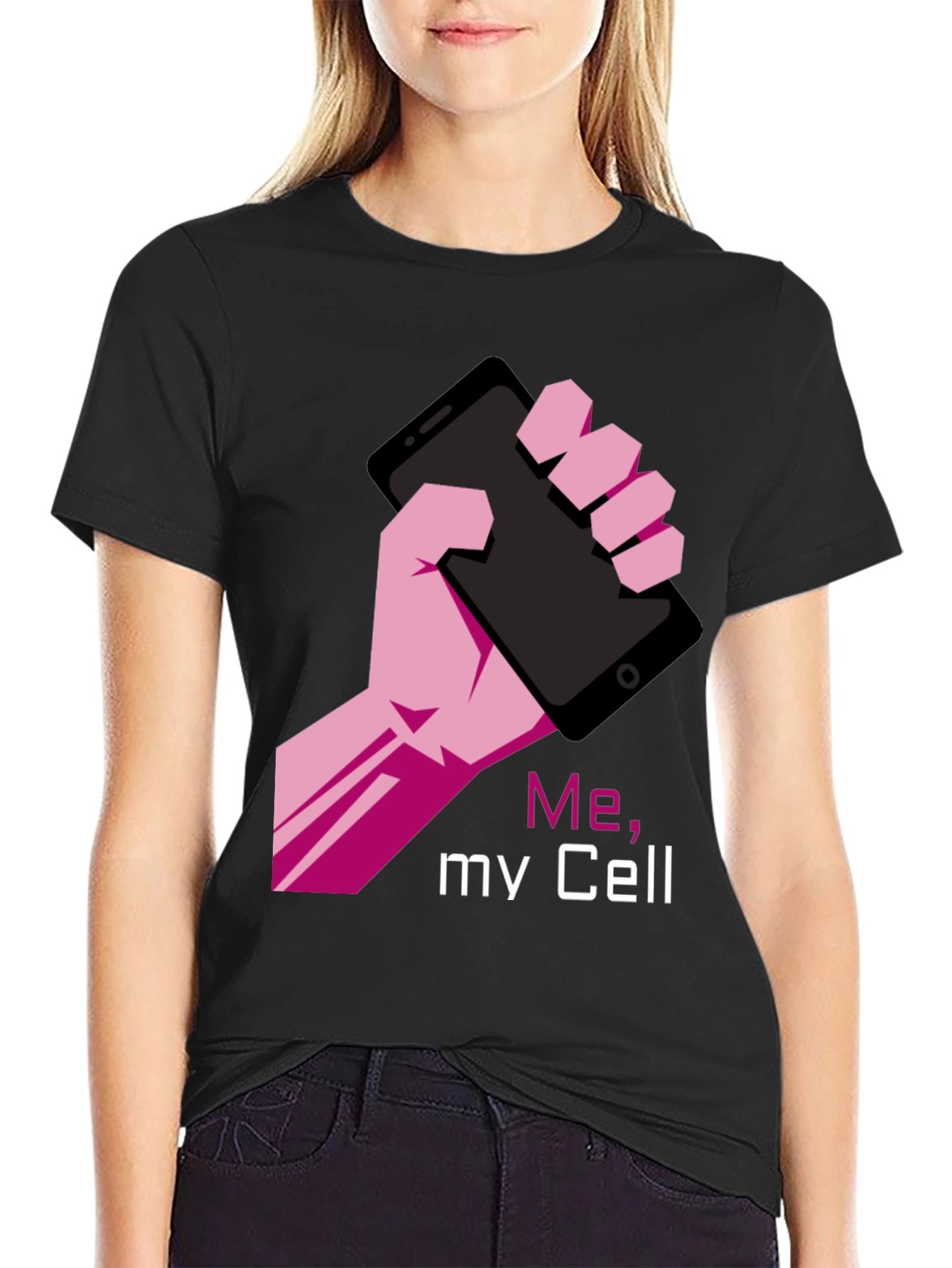 Me My Cell Graphic T-Shirt - Black Tee