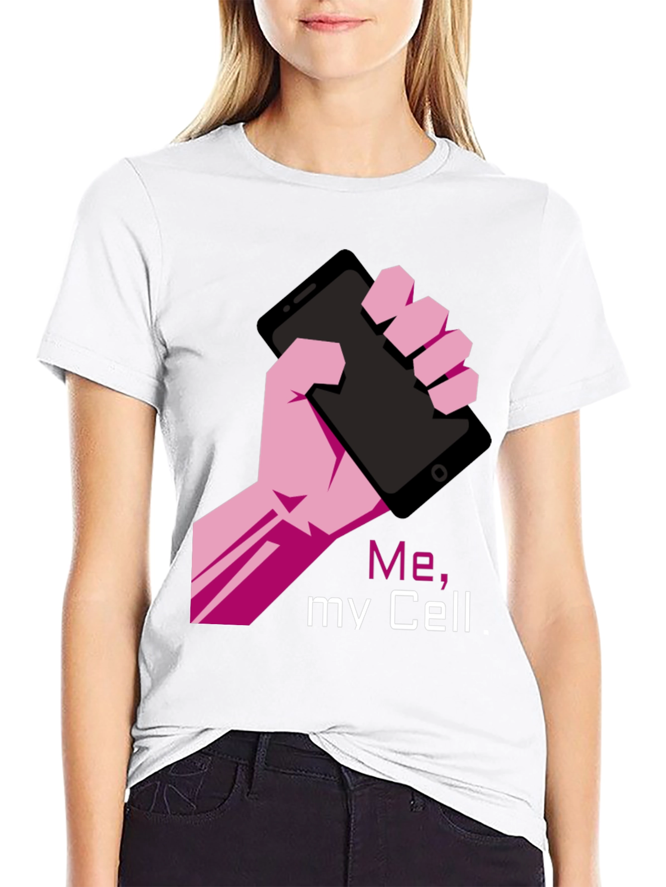 Me My Cell Graphic T-Shirt - Black Tee
