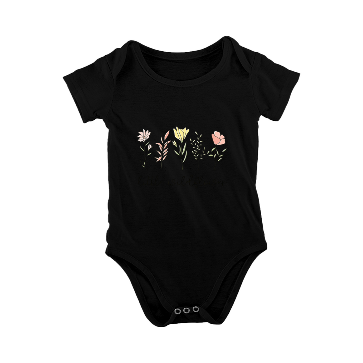 Little Wildflower Minimal Hand Drawn Floral Neutral Baby Onesie