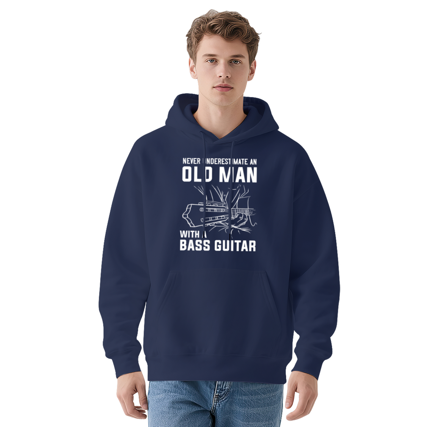 Never Underestimate An Old Man With Bass Guitar Music Lovers Comfort Hoodie, Mens
