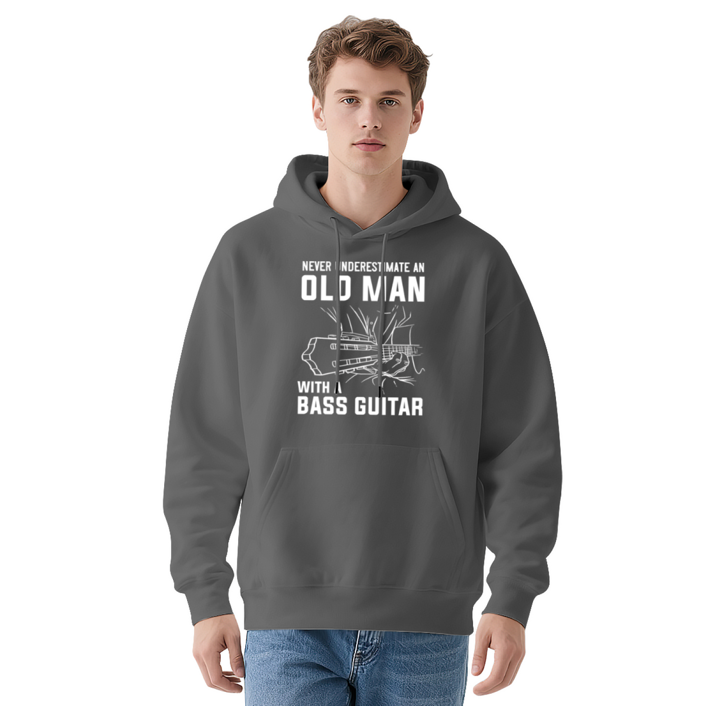 Never Underestimate An Old Man With Bass Guitar Music Lovers Comfort Hoodie, Mens