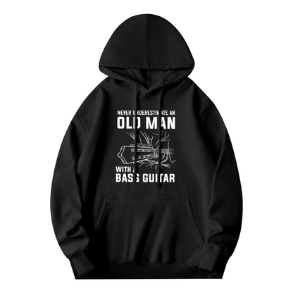 Never Underestimate An Old Man With Bass Guitar Music Lovers Comfort Hoodie, Mens