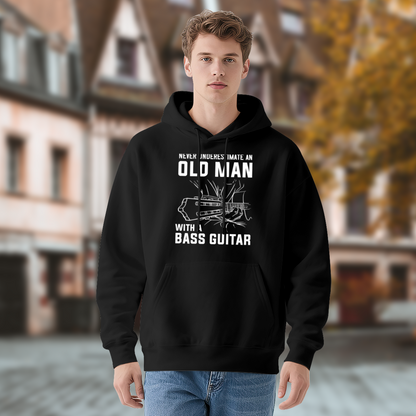 Never Underestimate An Old Man With Bass Guitar Music Lovers Comfort Hoodie, Mens
