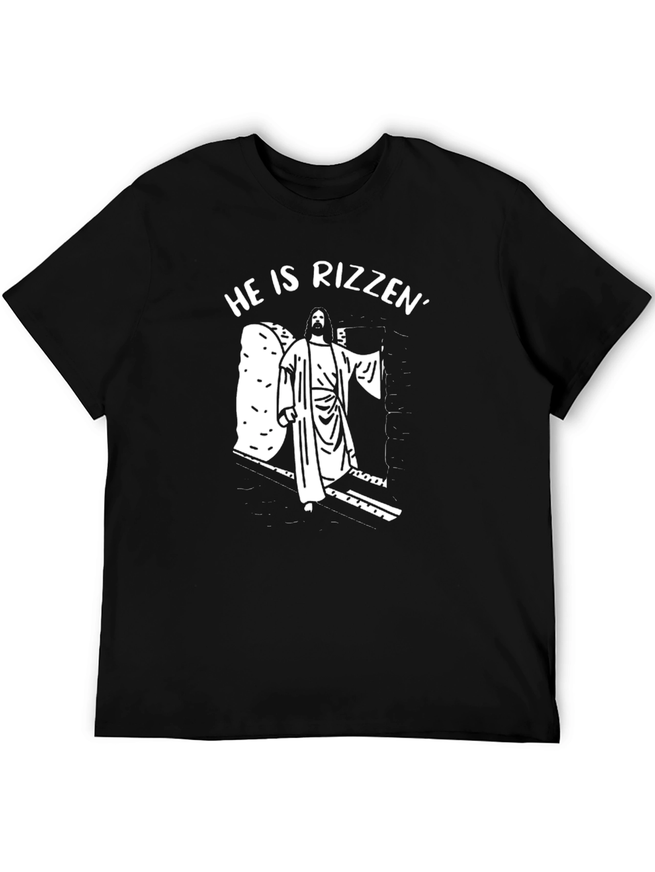 He Is Rizzin Easter T-Shirt - Black Graphic Tee