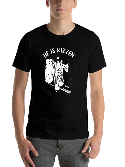 He Is Rizzin Easter T-Shirt - Black Graphic Tee