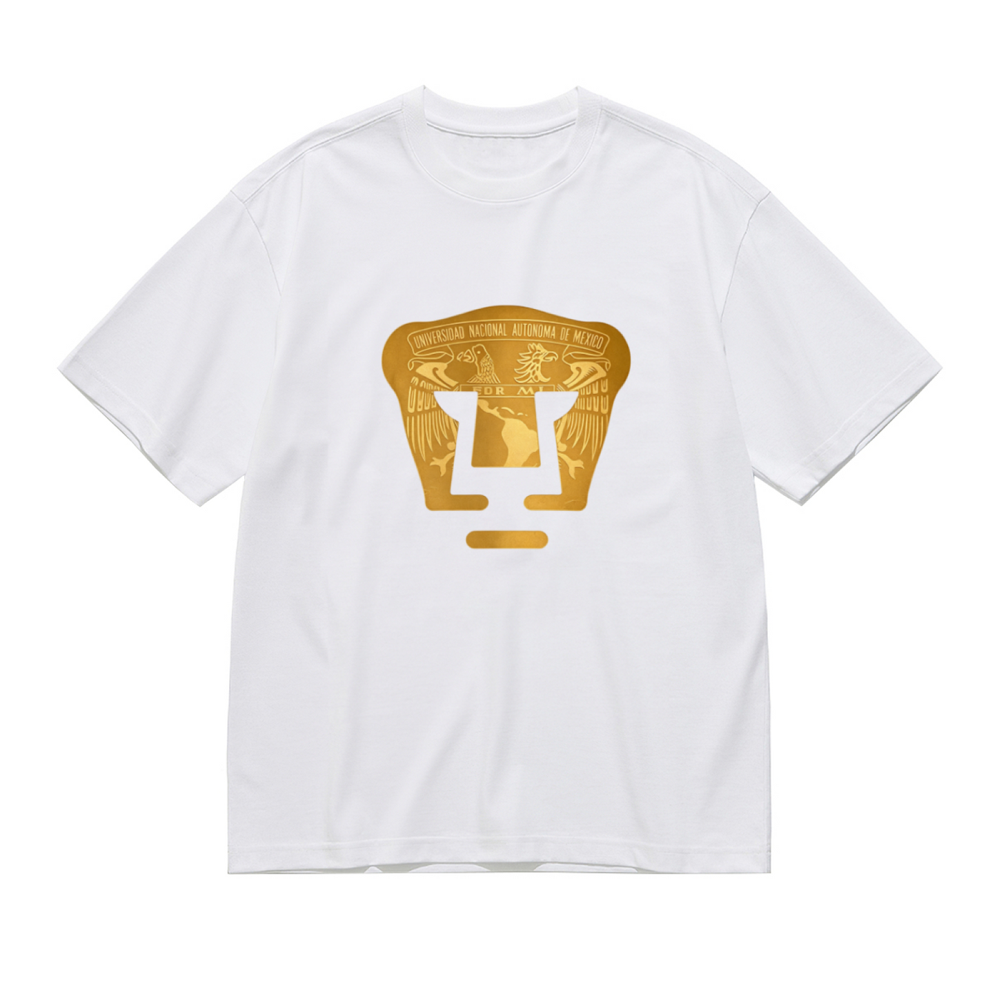 Golden UNAM University Mexico Emblem Plus Size Ladies T-Shirt