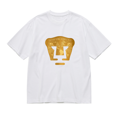 Golden UNAM University Mexico Emblem Plus Size Ladies T-Shirt