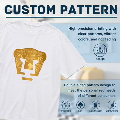 Golden UNAM University Mexico Emblem Plus Size Ladies T-Shirt