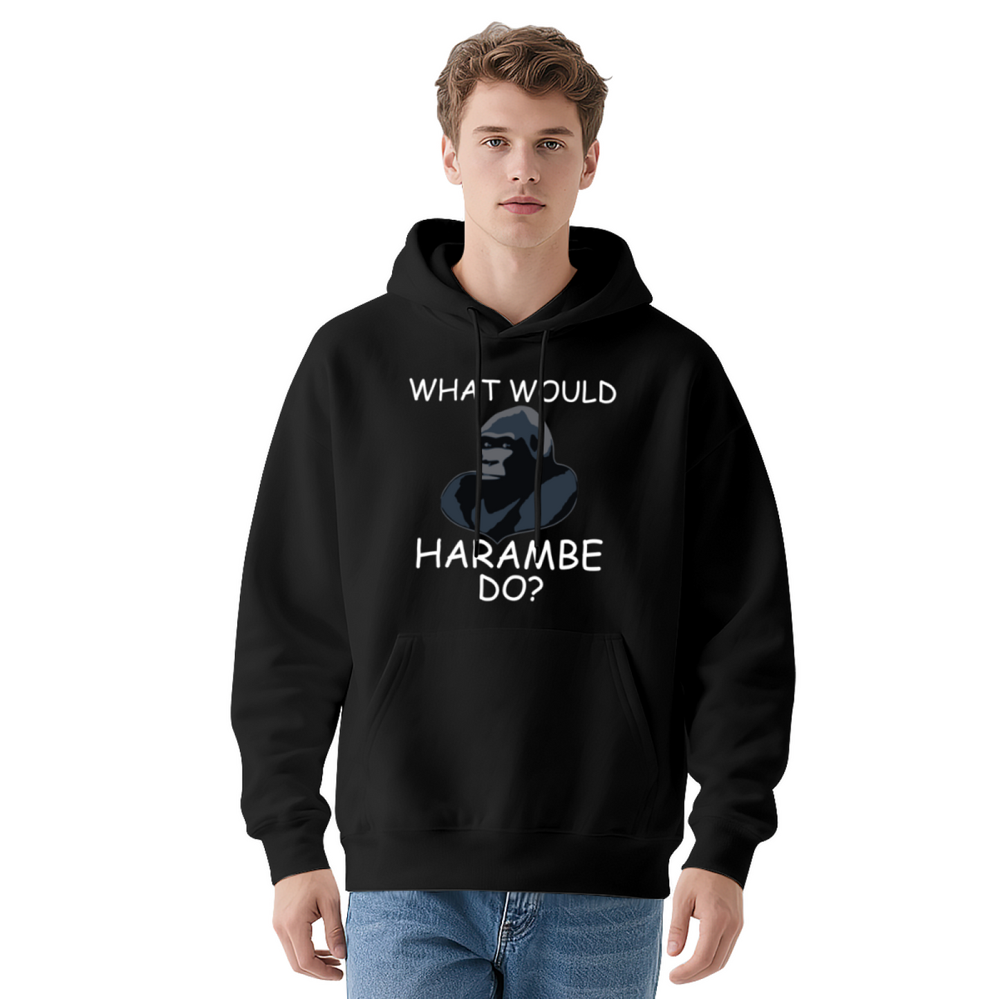 What Would Harambe Do Gorilla Meme Black Hoodie, Cozy Unisex Funny Pullover