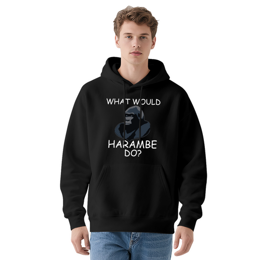What Would Harambe Do Gorilla Meme Black Hoodie, Cozy Unisex Funny Pullover